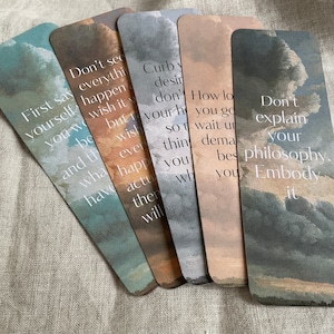 Set of 5 Stoic Quotes Bookmarks Epictetus Wisdom Philosophy Uplifting Sensible Gift Man Reader Thoughtful Inspiring Intelligent