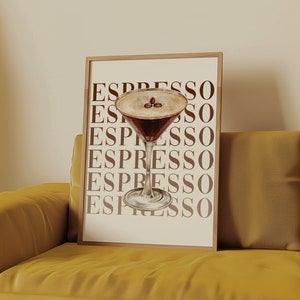 Wydruk artystyczny Espresso Martini | Prezent Espresso Martini | Znak Baru Alkoholowego | Estetyka Starych Pieniędzy | Espresso Martini | Sztuka Ścienna Martini