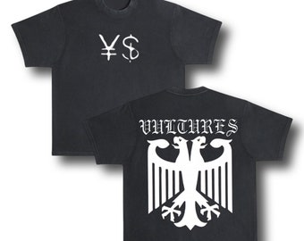 Kanye West Ye Ty Dolla Sign YS Vultures Vintage Style Heavyweight Streetwear T-Shirt in Washed Black