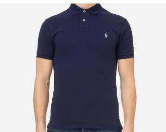 T-shirt à col polo Ralph Lauren pour homme en bleu marine de la taille M à L