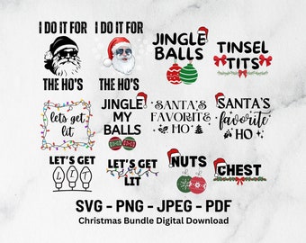 Funny Christmas Bundle | Adult Christmas Svg | Chest Nuts Digital Download | Let's Get Lit | Santa's Favorite Ho | Gift Svg | Jingle Balls