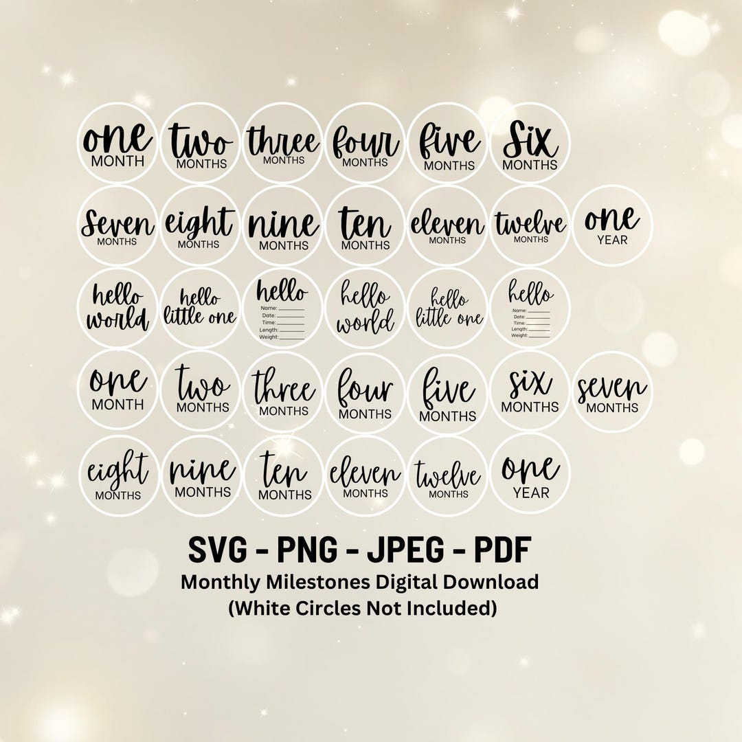Baby Milestone Rounds SVG | Monthly Markers, Hello World (digital ...