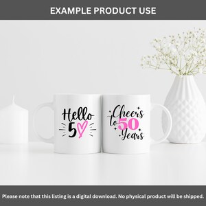 Golden Celebration Milestone Over the Hill Half a Century Memory Lane Family and Friends Achievements Photo Collages Surprise Party Gifts Outdoor Celebration Wine Tasting
hello 50 cheers to 50 years svg 50th birthday gift for her woman women