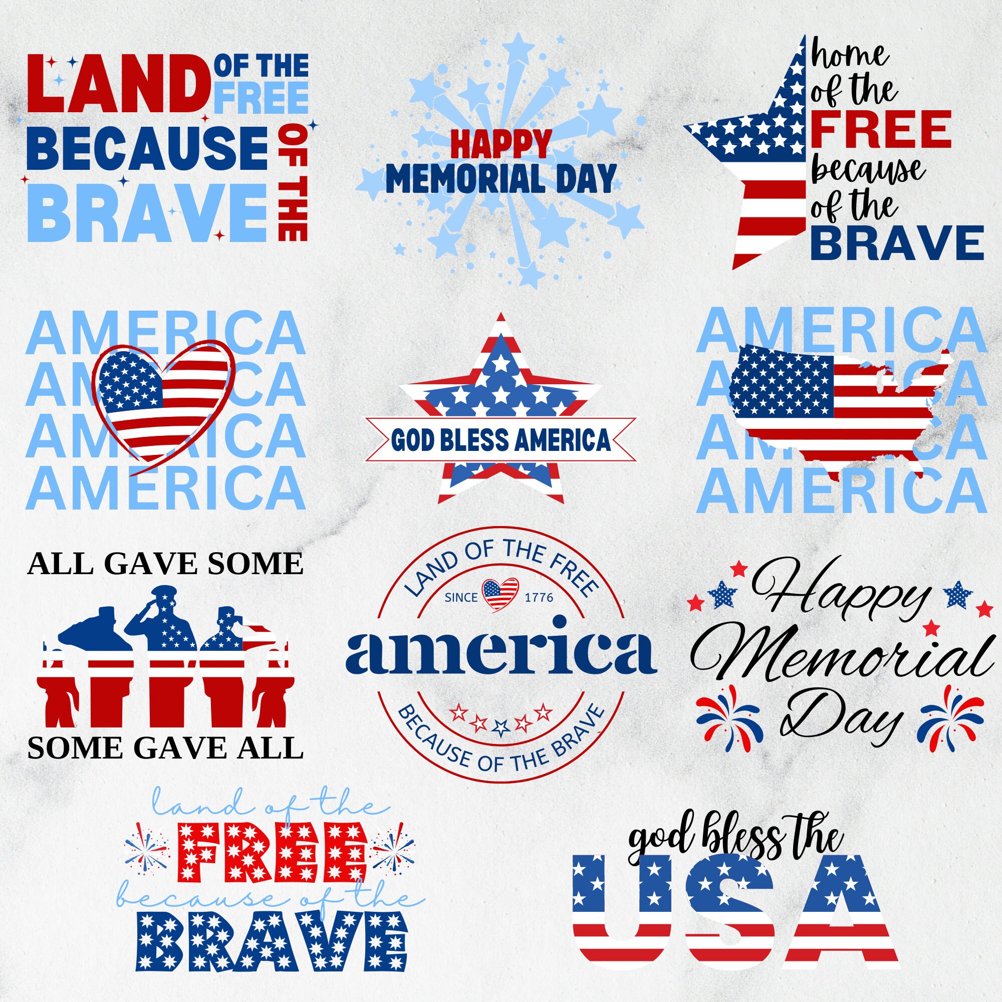 Memorial Day Bundle SVG | Land of the Free Because of the Brave Digital ...