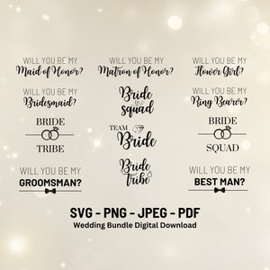 Serez-vous ma demoiselle d'honneur ? Ensemble fête nuptiale | SVG | Proposition de demoiselle d'honneur | Carte de demoiselle d'honneur imprimable | Fichier numérique | Mariage SVG | PNG