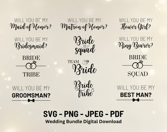 Bridesmaid Proposal SVG Bundle | Bridal Party, Wedding (Digital File)