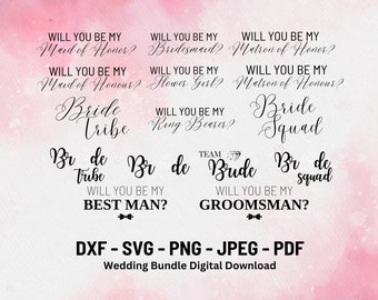 Will You Be My Bridesmaid Svg Bundle | Bridal Bundle Svg | Maid of Honor Svg | Bridesmaid Digital Download | Team Bride | Bride Squad Svg