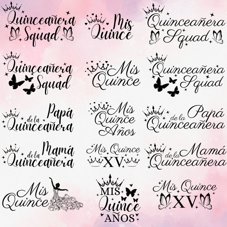 Circut Sihoulette Papá de la Quinceanera Mamá de la Quinceanera Mis Quince XV Mis Quince Anos Quinceanera Squad Miss Quince customizable cumpleaños feliz cumpleaños birthday gift sweet 15 girls tio tia abuelo abuela hermana hermano