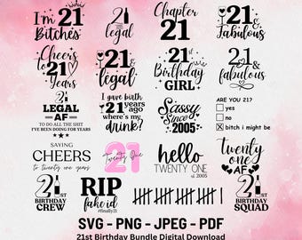 21st Birthday Bundle Svg Bundle Digital Download