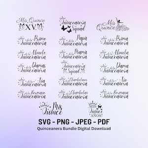 Pakiet Mis Quince SVG | Skład Quinceañera, rodzina (do pobrania cyfrowego)