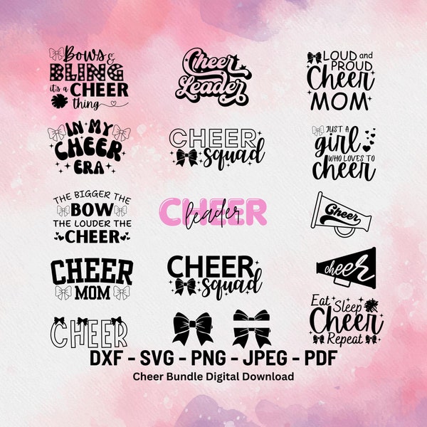 Cheer Svg Bundle | Cheerleading Digital Download | Cheer Squad Svg | Cheer Mom | Cheerleader | T-shirts, Bows, Pom Poms | In My Cheer Era |