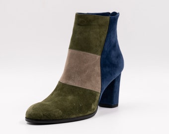 Handmade ankle boots available in a trio suede leather colours