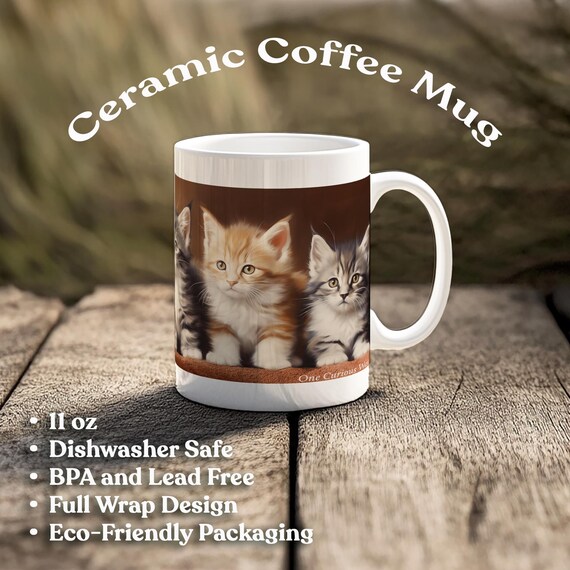 Cute Kittens Mug Funny Cat Coffee Cup Adorable Kitten Gift Fluffy Feline Tea Mug Kitty Lover Present Cat Lady Drinkware Meow Mug