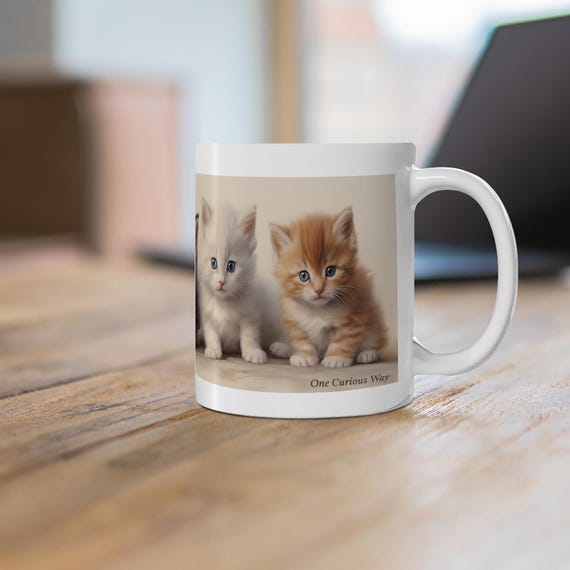 Fluffy Kitten Mug Cute Cat Coffee Cup Adorable Kitten Tea Mug Cat Lover Gift Cat Lady Present Pet Owner Gift Animal Coffee Mug 11oz