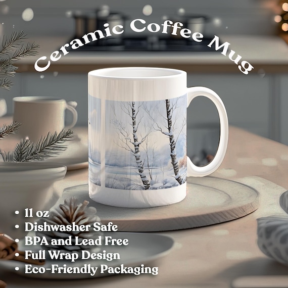 Peaceful Winter Sunset Mug Calm Pink Sky Landscape Coffee and Tea Cup