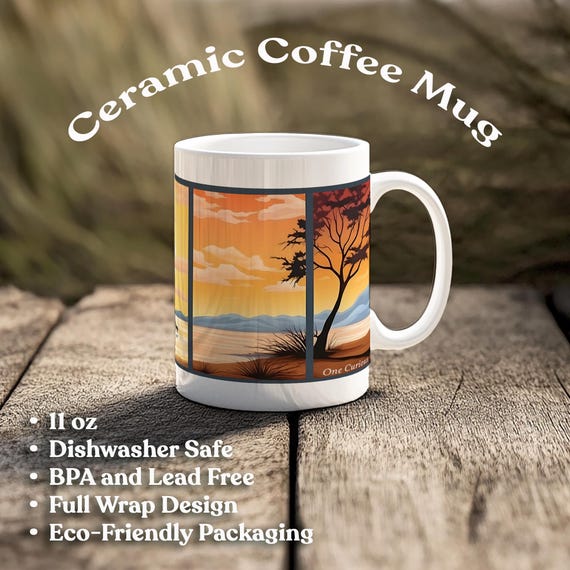Gift for Mom Tranquil Sunset Mug 11oz Serene Landscape Coffee Cup Relaxing Tea Mug Mindfulness Drinkware Nature Inspired Gift