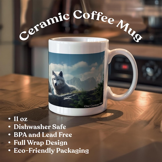 Majestic Wolf Mug for Dad Gift for Nature Lovers Wildlife Coffee Cup Outdoor Adventure Mug Animal Lover Gift