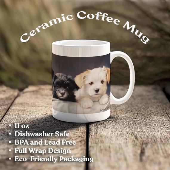 Puppy Love Coffee Mug Cute Dog Lover Tea Cup Adorable Pet Gift Ceramic Puppy Print Canine Animal Drinkware Puppy Lovers Souvenir