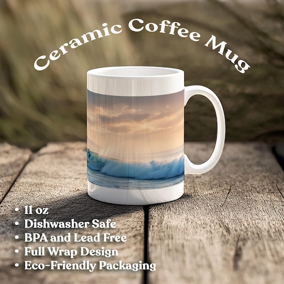 Surf Riders Mug for Dad Gift for Beach Lovers Ocean Wave Coffee Cup Surfer Tea Mug Coastal Summer Drinkware