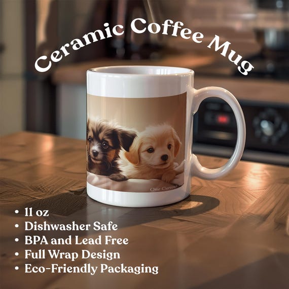 Gift for Dog Mom Puppy Pack Mug 11oz Colorful Ceramic Coffee Cup Dog Lover Gift Cute Puppy Drinkware Funny Dog Mug