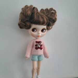 Pink sweater for Blythe Knitted sweater for doll Fluffy sweater Blythe Clothes for Blythe Pink for Blythe Pullip Blythe clothes Doll fashion