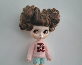 Pink sweater for Blythe Knitted sweater for doll Fluffy sweater Blythe Clothes for Blythe Pink for Blythe Pullip Blythe clothes Doll fashion