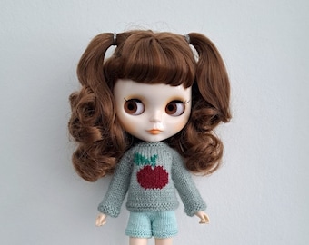 Sweater Blythe Blythe clothes Handmade doll outfit Green sweater Blythe Knitted sweater Blythe Miniature sweater Knitted doll sweater