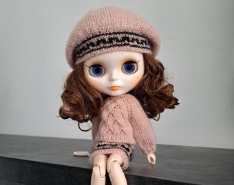 Knitted clothes for Blythe Blythe outfit Blythe hat Skirt Blythe Sweater Blythe Hand knit sweater for Blythe Blythe doll hat