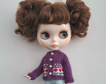 Cárdigan morado Blythe Cárdigan bordado Cárdigan de punto Blythe Ropa para muñeca Blythe Cárdigan de punto Conjunto para Blythe Chaqueta Blythe