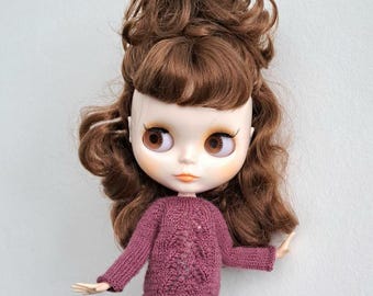 Blythe sweater marsala Blythe doll clothes Hand knit clothes Blythe Doll knitted sweater Doll clothes