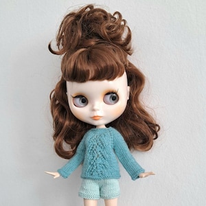 Pull Blythe Pull en tricot Blythe Pull turquoise Blythe Pull avec paillettes Blythe Vêtements tricotés à la main Blythe Vêtements de vacances Blythe