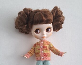 Cárdigan esponjoso multicolor Blythe Cárdigan de punto Blythe Blythe ropa Blythe traje Blythe muñeca ropa Muñeca 12 pulgadas Blythe cardigan