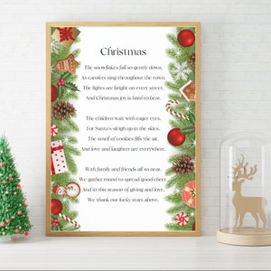 Weihnachtsgedicht Weihnachtsgedicht Karte Weihnachtsgebet Weihnachtswandkunst digitale Wanddrucke Weihnachtsdekor frohe Weihnachten Feiertagsdekor