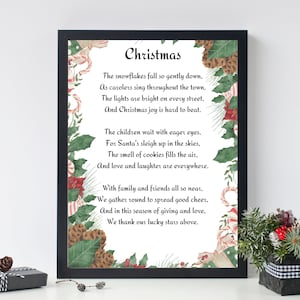 Tarjeta de poema de Navidad Oración de Navidad Arte de la pared de Navidad Impresiones de pared digitales Decoración de Navidad Feliz Navidad Decoración navideña Cena de Navidad