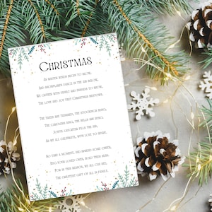 Poema de natal cartão de poema de natal oração de natal arte da parede digital impressões de parede decoração de natal feliz natal decoração do feriado