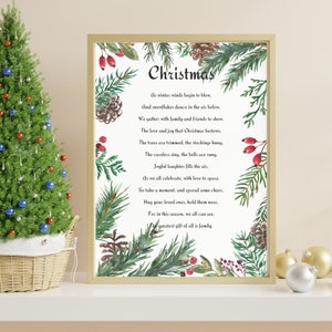 Poème de Noël Carte de poème de Noël Prière de Noël Art mural de Noël Impressions murales numériques Décoration de Noël Joyeux Noël Décoration de vacances