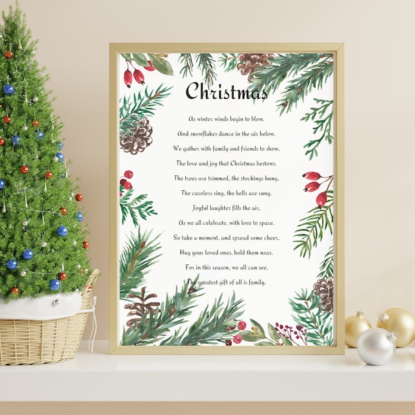 Christmas Poem Christmas Poem Card Christmas Prayer Christmas Wall Art Digital Wall Prints Christmas Decor Merry Christmas Holiday Decor