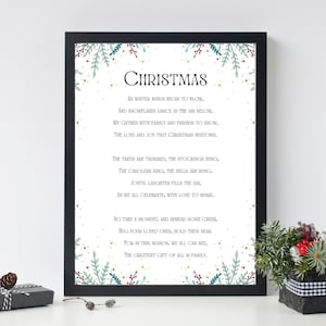 Poema de natal cartão de poema de natal oração de natal arte da parede digital impressões de parede decoração de natal feliz natal decoração do feriado