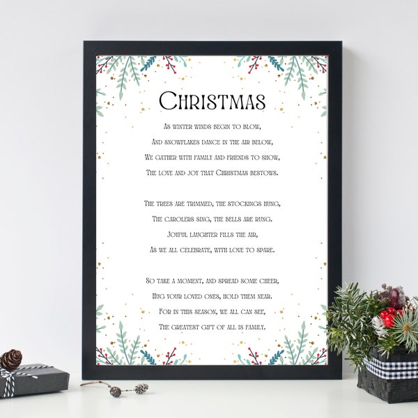 Christmas Poem Christmas Poem Card Christmas Prayer Christmas Wall Art Digital Wall Prints Christmas Decor Merry Christmas Holiday Decor