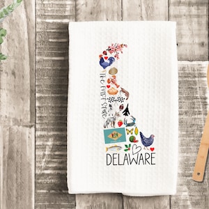 Delaware Towel | Kitchen Towel | DE Souvenir | Housewarming Gift | Gift for Home | State Pride | Handmade | Microfiber