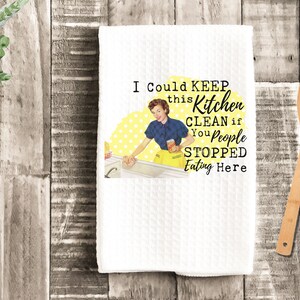 Sarcastic & Funny Retro Housewife Kitchen Towel | Gifts | Housewarming Gift | Kitchen Towel | Dish Towels | Tea Towel | Made to Order