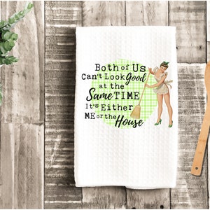 Sarcastic & Funny Retro Housewife Kitchen Towel | Gifts | Housewarming Gift | Kitchen Towel | Dish Towels | Tea Towel | Made to Order