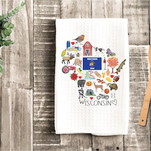 Toalla de Wisconsin / Toalla de cocina / Toalla de cocina de Wisconsin / Regalo de inauguración de la casa / Regalo para el hogar / Wisconsin / Hecho a mano