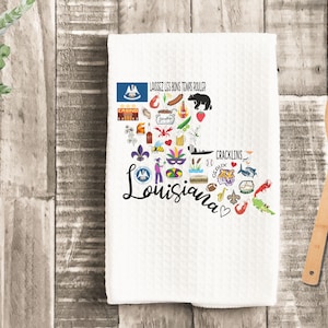 Louisiana Kitchen Towel | LA Microfiber Towel | Housewarming Gift | Gift for Home | Souvenir | Home Decor | New Orleans | NOLA