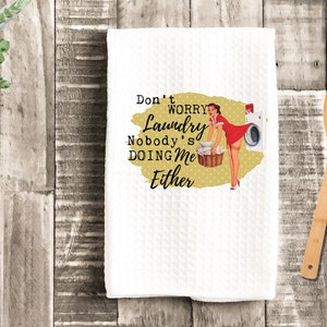 Sarcastic & Funny Retro Housewife Kitchen Towel | Gifts | Housewarming Gift | Kitchen Towel | Dish Towels | Tea Towel | Made to Order