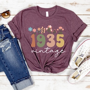 1935 Shirt, 90th Birthday Shirt, Wildflowers 1935 Birth Year Shirt, 90th Birthday Friend, 90th Birthday Woman, Vintage 1935 Shirt