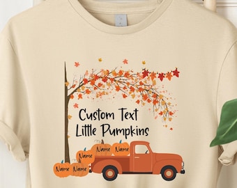 Petite citrouille d'automne personnalisée avec petits-enfants, chemise d'automne grand-mère Gigi Mimi Nana, camion citrouille texte personnalisé petite citrouille, chemise d'automne