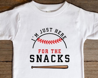 Baseball Shirts, I&#39;m Just Here for the Snacks Shirt, Baseball Season Shirts, Funny Baseball Shirt, Game Day Shirt, Baseball Gifts