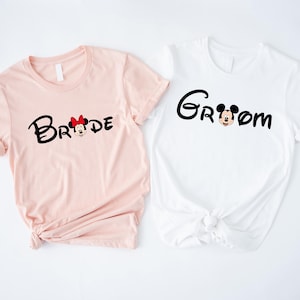 Disney Bride and Groom Shirts, Bride and Groom Mickey-Minnie  Shirt, Disney Honeymoon Shirt, Disney Trip Shirt, Disney Wedding Shirts