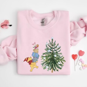 Winnie the Pooh Christmas Sweatshirt, Winnie the Pooh Gift, Christmas Tree Sweater, Christmas Winnie the Pooh Sweater, Pooh Christmas Hoodie